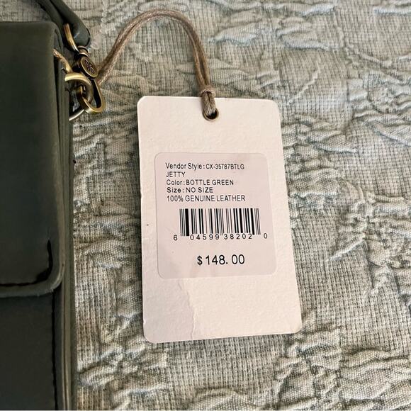 HOBO Jetty Leather Convertible Wallet Clutch Wristlet Bag Bottle Green - Picture 13 of 14